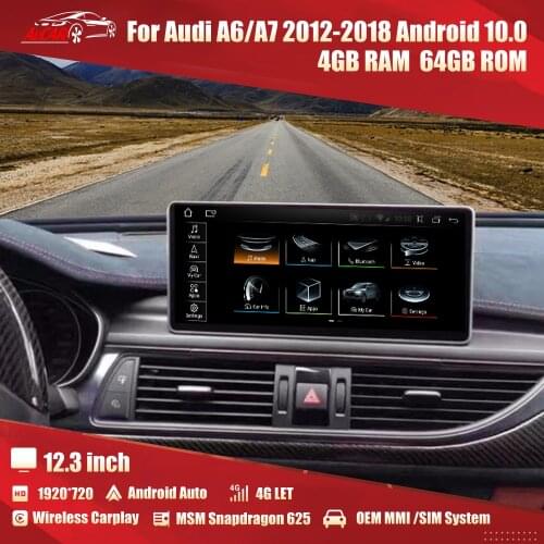 For Audi A6 A7 2012-2018 android 11 car radio 12.3 inch head unit GPS navigation multimedia autoradio For AUDI A6 C7 A7 4G LET