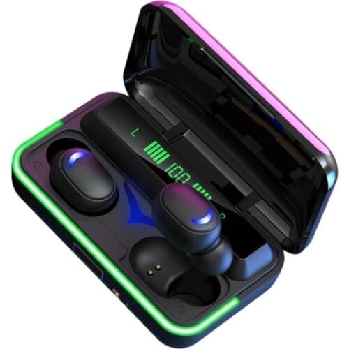 Bluetooth Ear Buds Wireless Headphones Gaming Headset IPX5 Waterproof Earphones 3 Color Lamp Power Bank Charging Case for Phones