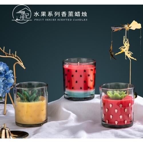 Smokeless Soy Candles Jars Glass Aromatherapy Fruit Creative Candles Handmade Romantic Vela Led Decorativa Home Decor DE50LZ