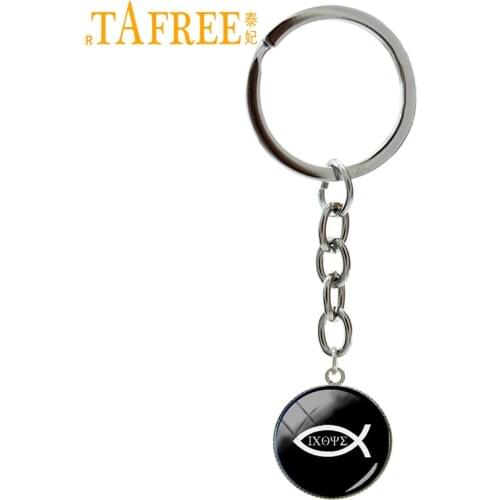 TAFREE Vintage Christian Fish key chains classic Ichthus christian Jesus keychain God-fearing Christians faith jewelry gift T287