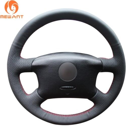 MEWANT Black Artificial Leather Car Steering Wheel Cover for Volkswagen VW Golf 4 (IV) Passat B5 Variant Sharan Bora T4 T5