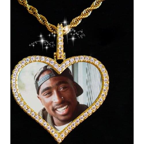 D&Z Custom Made Photo Heart Medallions Necklace & Pendant With 4mm Tennis Chain AAA Cubic Zircon Mens Hip hop Jewelry
