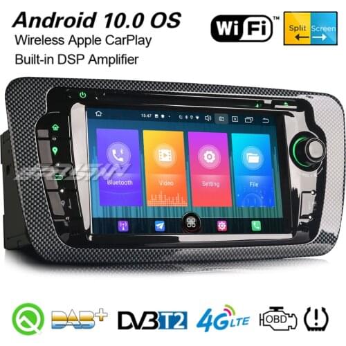 Erisin Android 10.0 Autoradio DAB+ GPS DSP Carplay TPMS WiFi Bluetooth 4G DVB-T2 OBD2 TPMS CD Navi For SEAT IBIZA 2009-2013 2722