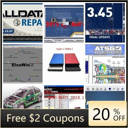 2021 Hot All Data Repair Software Alldata Mit./Chell Software Vivid Workshop Data ElsaWin 6.0 Atsg 50 Softwares USB3.1 1TB HDD