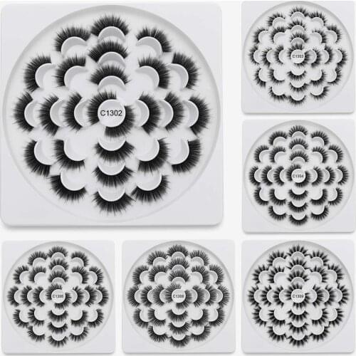 ISEEN 13 Pairs 3D Mink Lashes Faux Natural Long False Eyelashes Volume Fake Lashes Makeup Extension Eyelashes For Beauty