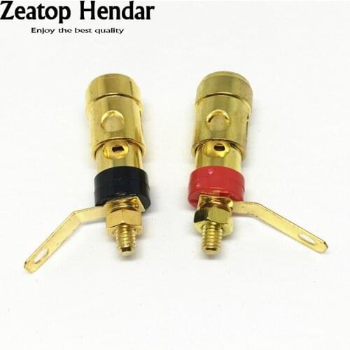 10pcs Gold Plated Big Speaker Binding Post Insulator Amplifier Audio Spring Lock Loaded Press Terminal 4mm Connectors