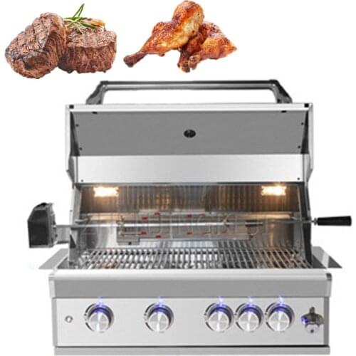 Commercial Built-in Stainless Steel Large Grill No Oil Smoke Barbecue Table Courtyard Villa Gas Charcoal Home Roast Meat Machine