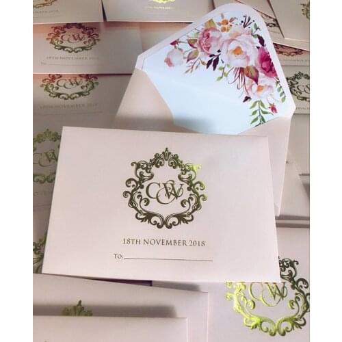 Custom envelope with floral liner 195x135mm
