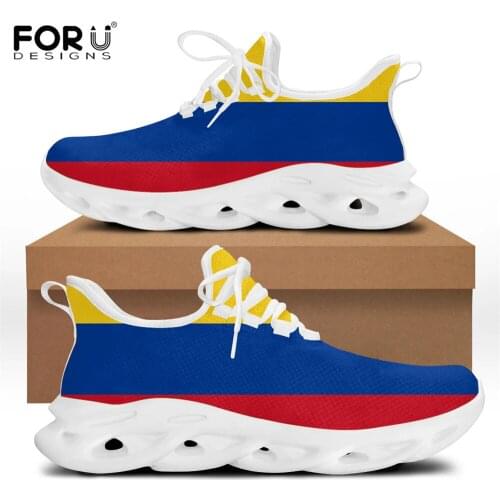 FORUDESIGNS Sneakers For Women Fashion Spring/Autumn Colombian Flag Pattern Ladies Hard-Wearing Flats Shoes Casual Girl Footwear
