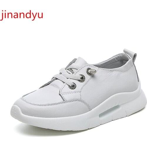 Genuine Leather Women Sneakers Platform Shoes Women Spring Summer White Sneakers Flats Womens Shoes Sneakers Solid Color Casual