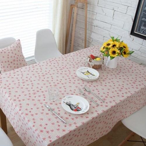 Red Snowflake Linen Cotton Table Cloth Multifunctional Christmas/X'mas Theme Microwave oven/Table Cover Tablecloth Nappe ZB-55