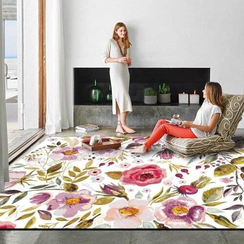 Fashion modern color flower oil painting big flower living room bedroom bedside carpet floor mat customization
