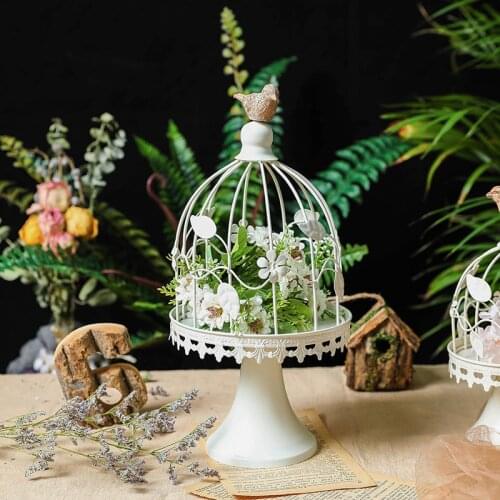 Modern Wrought Iron Birdcage Flower Stand Figurines Yard Villa Metal Ornaments Decoration Garden Kindergarten Furnishing Crafts