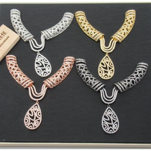 APDGG 85x105mm gold plated connector cubic zircon Micro Pave necklace pendant Jewelry DIY