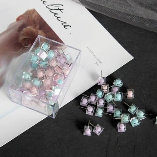80pcs Transparent Crystal Push Pin Thumb Tacks Pins Dressmaking Decorations Push Pins Stationery Thumb Tacks Cork Board Pins