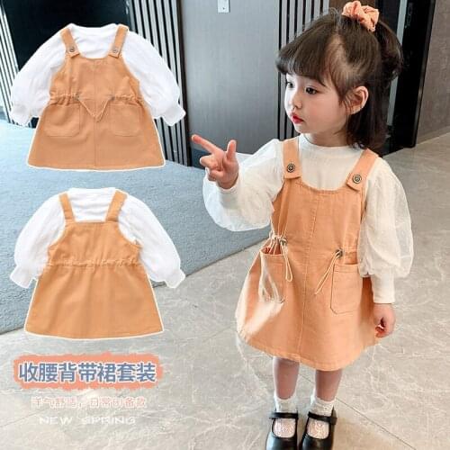 Bubble Sleeve Girls Shirt And Suspender 2 Pcs Sets For Baby Girls Toddler Children Clothing Conjunto De Nina
