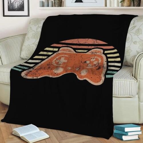 Retro Gamer Video Play Throw Blanket Print on Sherpa Blankets Soft for Sofa Customized DIY Plush Thin Quilt