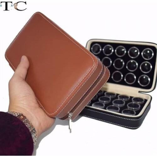Jewelry Storage Box Portable Exhibition Bare Stone Loose Beads Display 30 Plastic Small Round Boxes Ring Face Storage Box