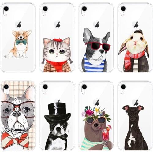 For iPhone 6 S 6S 7 8 X XR XS Max Phone Case Silicone Pug Dog Cat Corgi Cute Soft Back Cover For Apple iPhone 8 7 6S 6 S Plus