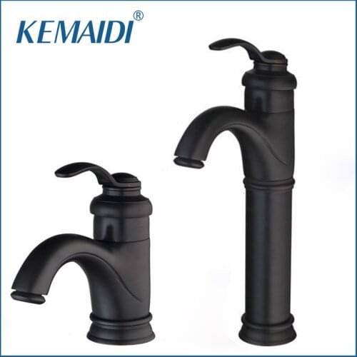 KEMAIDI Oil Rubbed Black Bronze Bathroom Faucet Torneira Bathroom Deck Mounted Single Handle Wash Basin Sink Faucets Mixer Tap