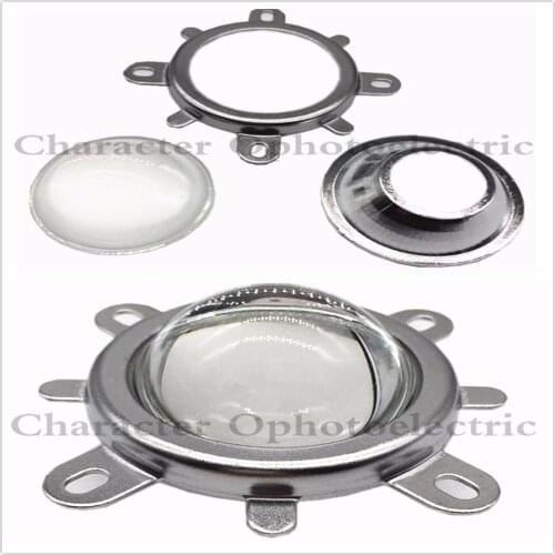 LED Lens Optical Glass 44mm 60 degree + 50mm Reflector Collimator + Fixed Bracket For 10W 20W 30W 50W 100W COB High Power Chip