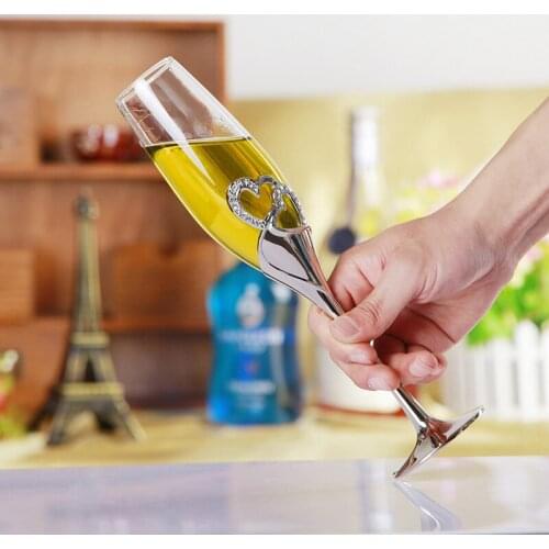 Creative Crystal Champagne Glass Wedding Toasting Flutes Drink Cup Wine cups Decoration Cups For Parties Anniversary 2Pcs/Set