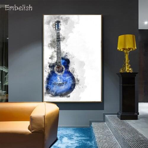 Embelish 1 Pieces Large Size Watercolor Guitar HD Print On Canvas Paintings Home Decor Wall Pictures For Living Room Artworks