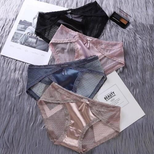 Women Lace Panties résumé Sexy Lingerie Transparent Underwear Silk Slip Soft Low Waist Hot Intimates Accessories Free Shipping