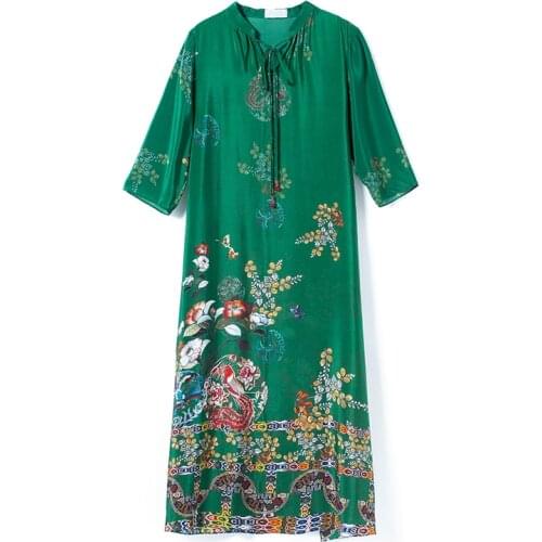 Luxurious Robe Pull Flower Summer Dress Elegant Vestido Festa Silk Dress Women Ukraine Retro Robe Ete Women Clothes