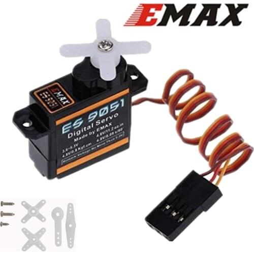 20pcs/lot EMAX ES9051 4.3g Digital Servo Pastic Gear 0.8kg Torque for 3D F3P Airplanes 40%Off