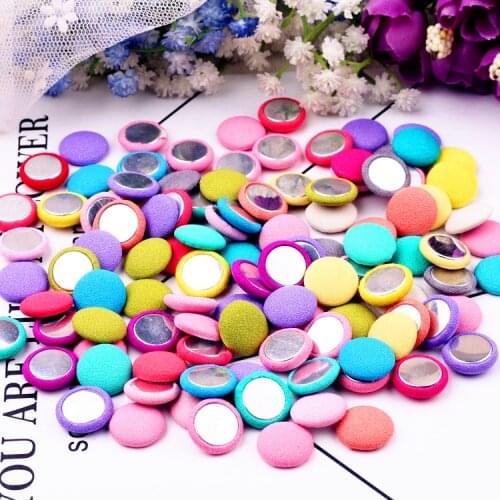 20pcs/pack 15mm Faux Fur Fabric Covered Button Flatback Flower Center Craft