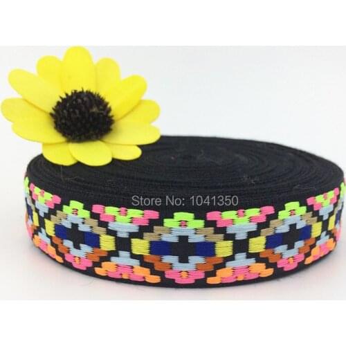 2016 NEW wholesale1"(25mm 10yards/lots) Polyester / Cotton Geometric Woven Jacquard Ribbon For Dog Collar