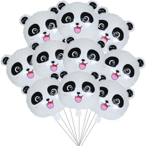 50pcs Panda Balloon Aluminium Foil Balloons Animal Head Ball Bouquet For Baby Shower Birthday Party Decoration Globos Supplies