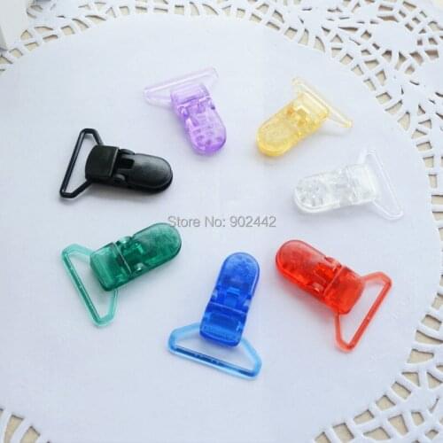 500 PCS/Lot 25MM Plastic Pacifier Clips, D-Shape Dummy Holder Clip With Flat Backing 10 Colors For Choice