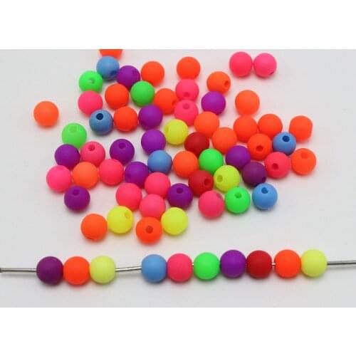 500 Mixed Frost Neon Color Acrylic Round Beads 6mm Smooth ball
