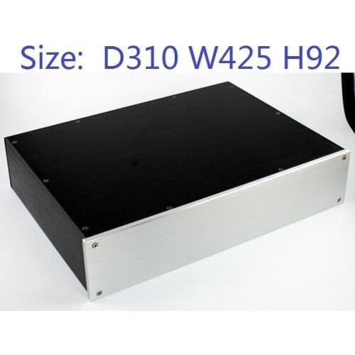 Size: D310 W425 H92 DAC Amplifier Case Aluminum Chassis Power Supply DIY Case WA47 all aluminum non-porous power amplifier