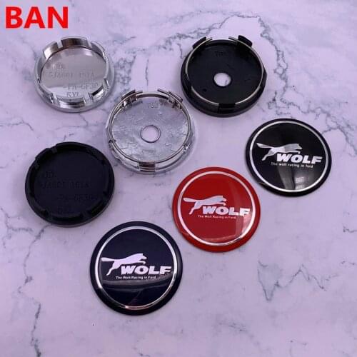 4pcs 56mm 60mm WOLF logo car emblem Wheel Center Hub Cap auto Rim refit dust-proof badge covers sticker styling
