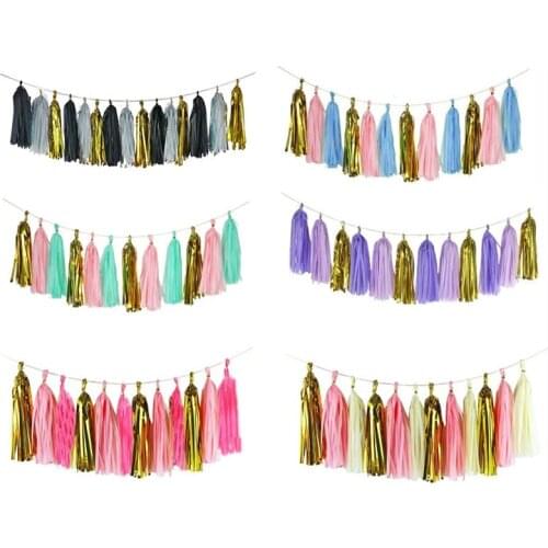 Baby Shower Single Women Wedding Party Shower Decoration DIY Wreath 20 Pieces Rose Gold Party Tissue Tassel Garland