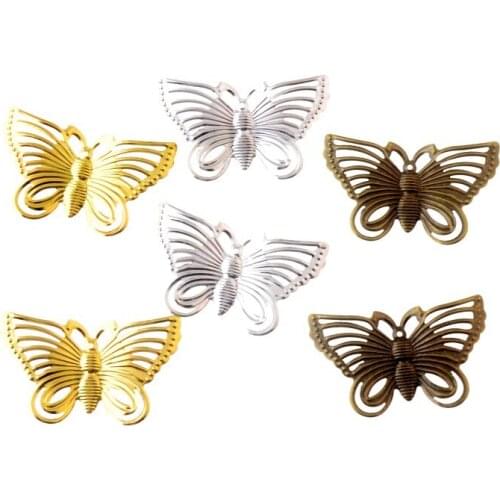 Free shipping 10Pcs Filigree Butterfly Decoration DIY Wraps Connectors Embellishments Findings 4.3x2.8cm