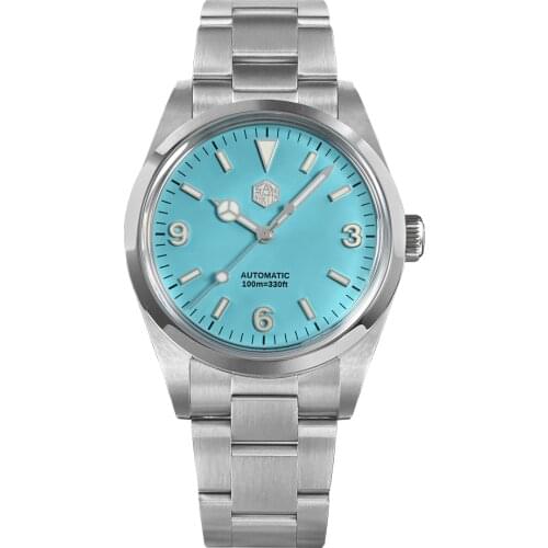 San Martin Explorer 39mm Men Watch Oyster Bracelet Sport Retro Luxury Sapphire NH35 Automatic Mechanical Watches 10Bar Luminous