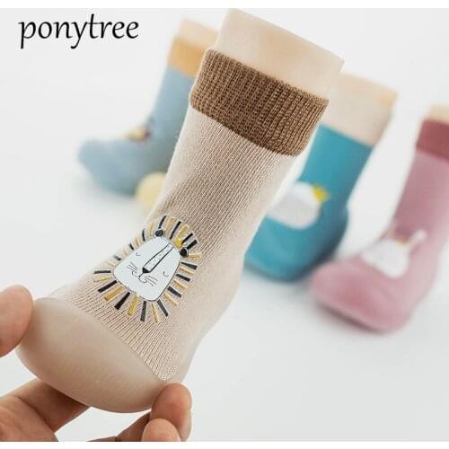 Children Anti-slip Shoes Newborn Baby Girl Cotton Non-slip Floor Socks Baby Boy Rubber Sole Cartoon Indoor Socks Infant Shoes
