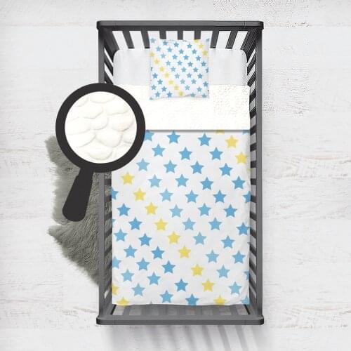 Kids Minky Blanket Super Soft and Warm Baby Blankets Children for Couch and Bed Blue and Yellow Stars Model 124