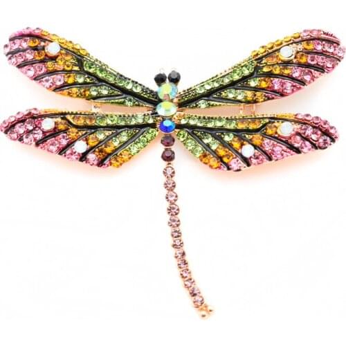 EKUSTYEE Crystal Vintage Dragonfly Brooches For Women Large Insect Brooch Pin Fashion Dress Coat Accessories Cute Jewelry