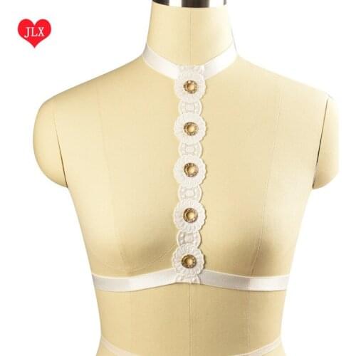Exotic Apparel women whitecolor Harness belt cage bra Gothic Harajuku sexy lingerie Handmade body harness cage bra