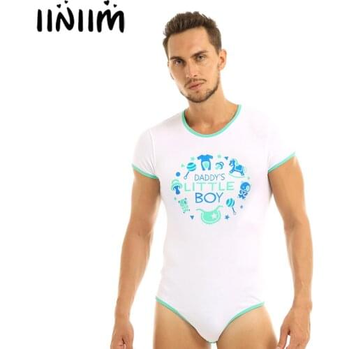 Exotic Lingerie Mens Sexy Press Crotch Teddies Bodysuit Male Gay Babydoll Romper Pajamas Sissy Leotard Body Baby Lover Costume