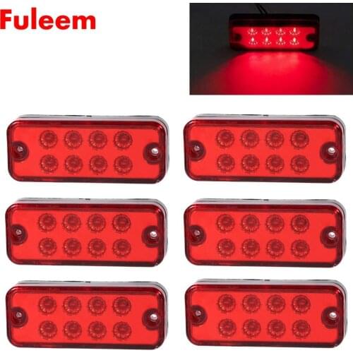 Fuleem 6PCS 4inch Red 8 LED Side Marker Light Lamp Truck Trailer Lorry Caravan Sealed Waterproof 12V