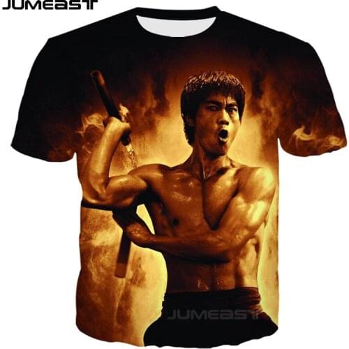 Jumeast Brand Men Women 3D Printed T-Shirt Chinese Kung Fu Superstar Bruce Lee Short Sleeve T Shirt Sport Pullover Tops Tees