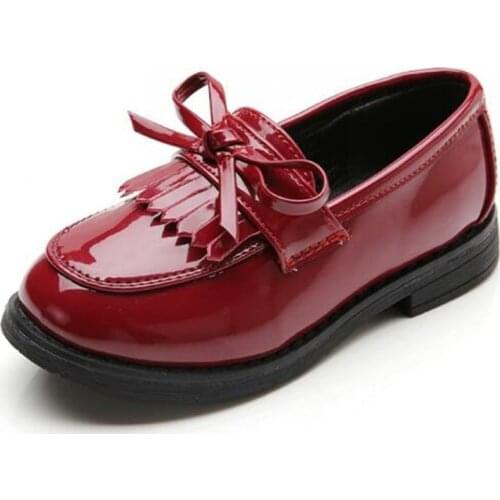 Baby Girls Leather Shoes Princess Bowtie Kids Loafers Fringe Platform Toddler Wedding Moccasins Shoes