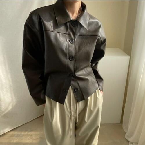 Spring Autumn Single Breasted Leather Jacket Fashion Vintage Female Jacket Chaqueta Vaquera Mujer Manteau Femme Hiver 2021