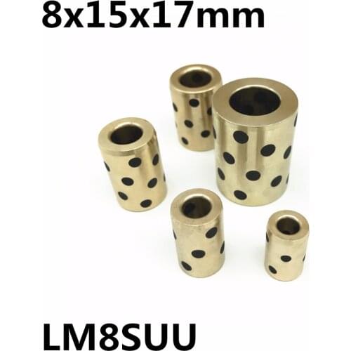 8x15x17 mm linear graphite copper set bearing copper bushing oil self-lubricating bearing JDB LM8SUU Flashforge 3D Printer